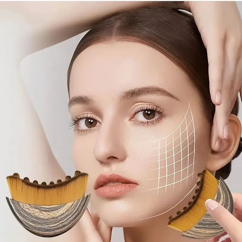 Kit Massagem Facial Premium com Rolo de Jade Verde, Pedra Gua Sha e Escova para Drenagem Linfática